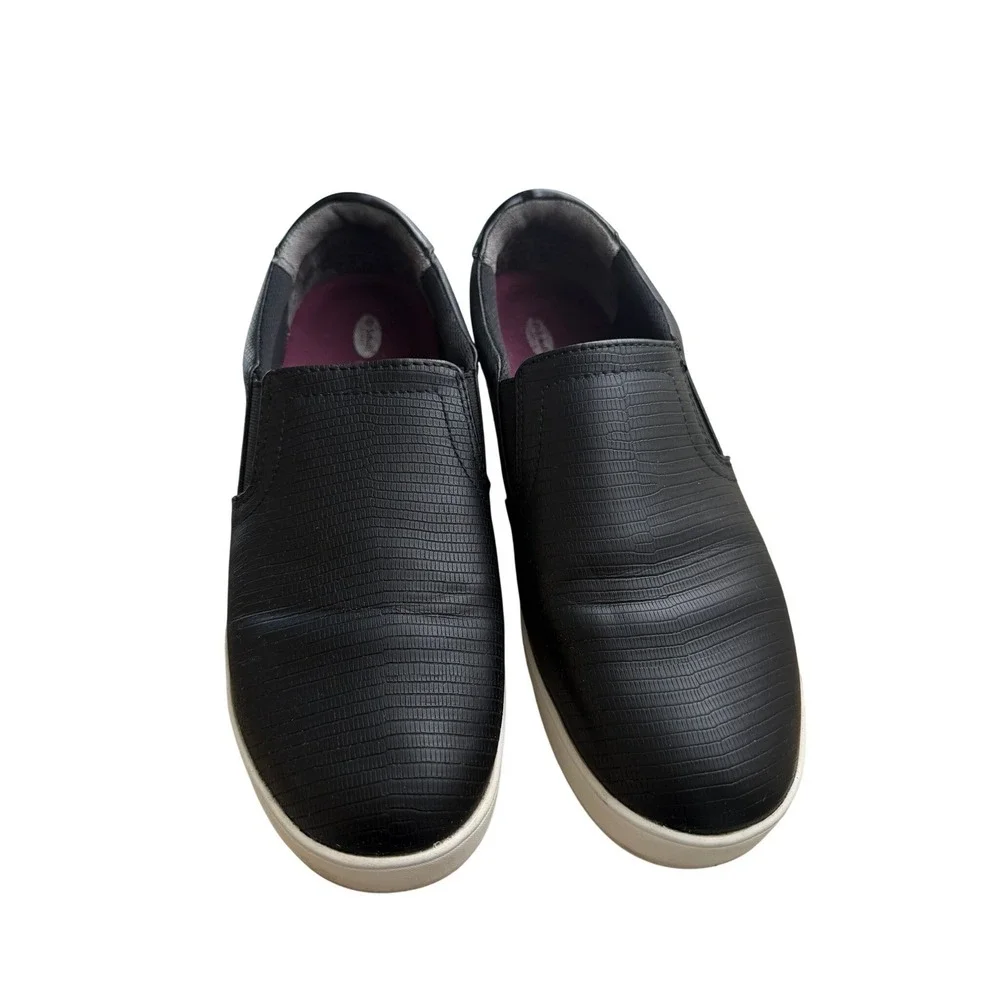 Dr.‎ Scholls Womens Black Snakeskin Embossed Memory Foam Slip On Sneakers 9.5M